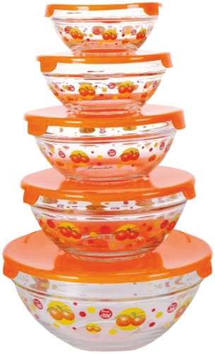 Набор стеклянных салатниц Kelli KL-230 оранжевый
