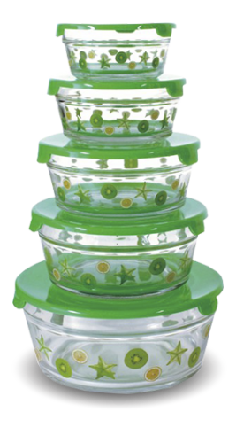 Набор стеклянных салатниц Kelli KL-231 зеленый