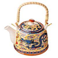 Чайник заварочный фарфор, 900мл, с бамбуковой ручкой "Восточный дракон" (824-869)