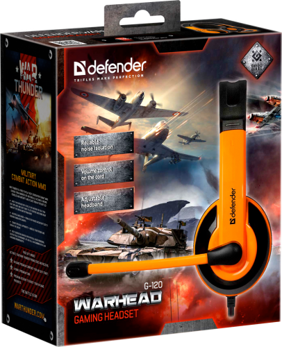 Гарнитура Defender (64099) WARHEAD G-120 черный /оранжевый фото 3